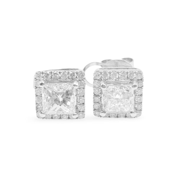 NEW 4.08cts VVS J Princess Brilliant Diamond Stud Earrings 18kt Online Hot Sale