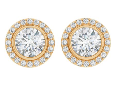 Aster Round Brilliant Halo Earrings For Discount