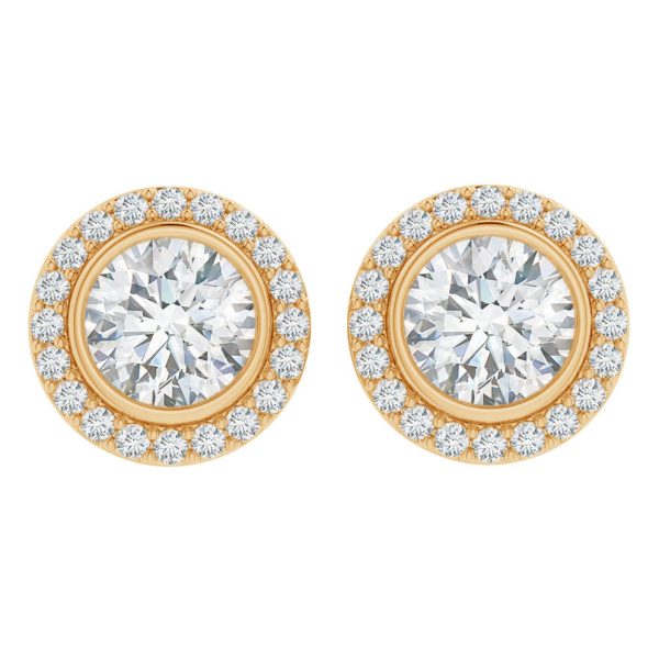 Aster Round Brilliant Halo Earrings For Discount