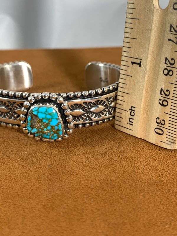 Stamped Turquoise Cuff by Johnathan Nez For Discount