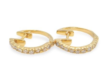 NEW Golden Huggies Hoop Diamond Earrings 14kt on Sale