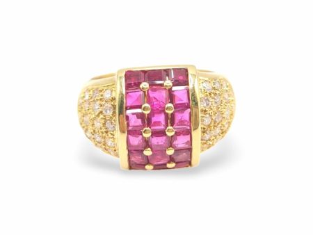 NEW Golden Cathedral Center Ruby Gemstone Diamond Ring 18kt Sale