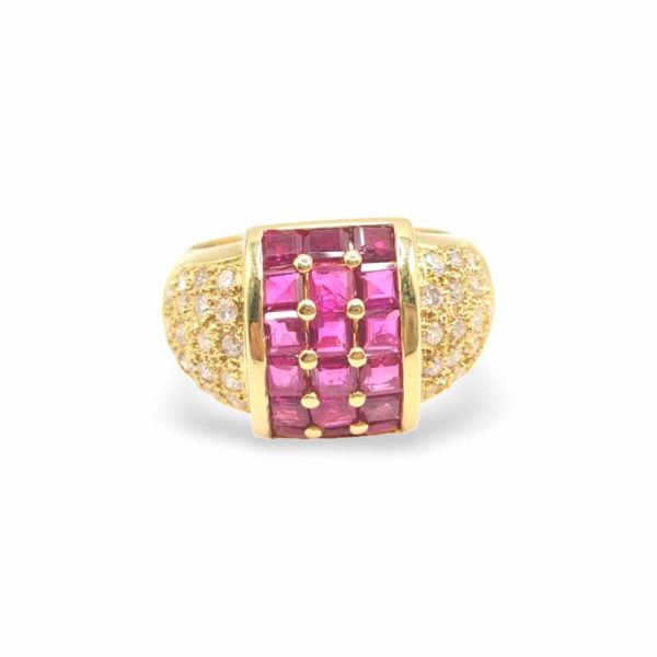 NEW Golden Cathedral Center Ruby Gemstone Diamond Ring 18kt Sale