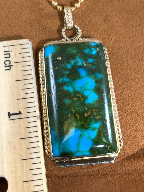 Turquoise and Gold Code Talker Dog Tag by Aldrich Arts Fashion