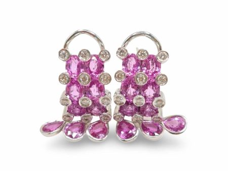 NEW Oval Pink Sapphire Diamond Earrings 18kt Supply