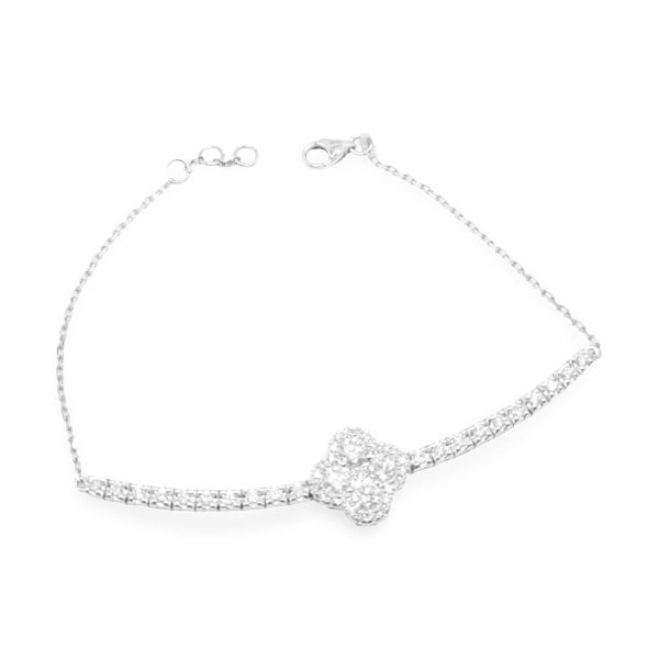 NEW Clover Bar Half Eternity Diamond Bracelet 14kt Sale