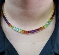 NEW Rainbow Colored Gemstone Necklace 18kt Hot on Sale