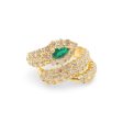 NEW Pear Green Emerald Gemstone Spirals Diamond Ring 18kt Online Sale