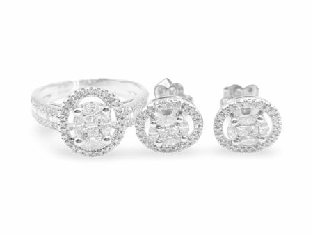 NEW Oval Invisible Halo Diamond Jewelry Set 14kt Discount