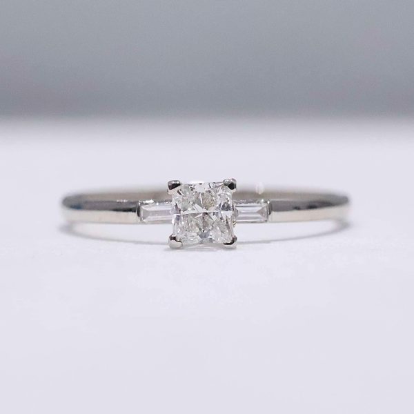 0.53cts H VS1 Princess Baguette Paved Diamond Engagement Ring 14kt #0084 Fashion