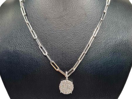 NEW Round Diamond Necklace 18kt For Cheap