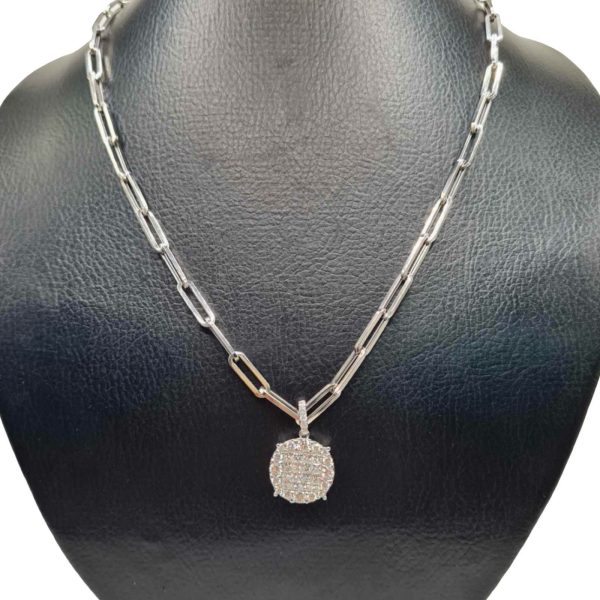 NEW Round Diamond Necklace 18kt For Cheap