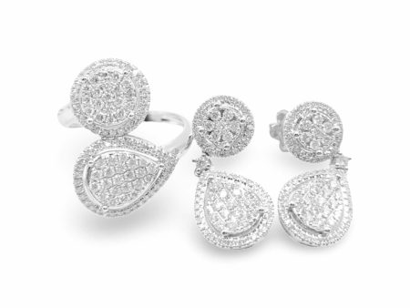 NEW Round Pear Dangling Diamond Jewelry Set 14kt Hot on Sale