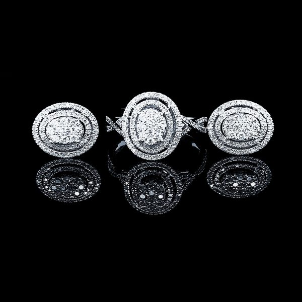 NEW Oval Halo Diamond Jewelry Set 14kt For Cheap