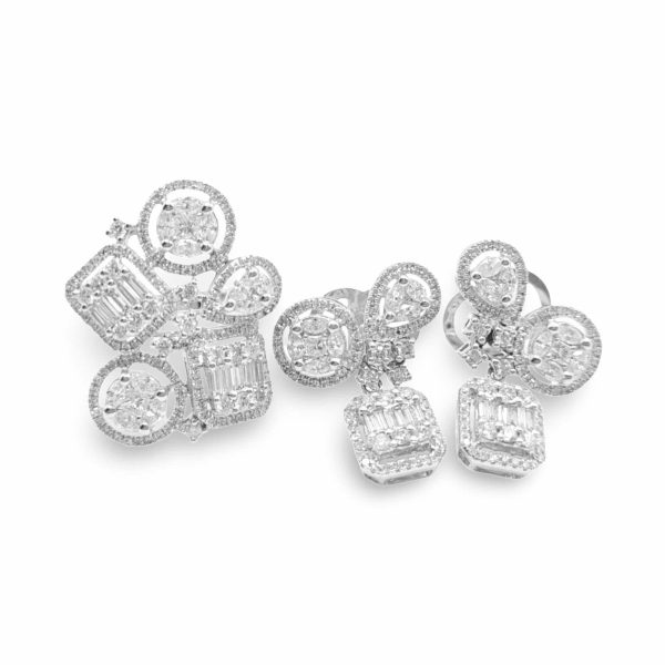 NEW Multi Shape Deco Diamond Jewelry Set 14kt Sale