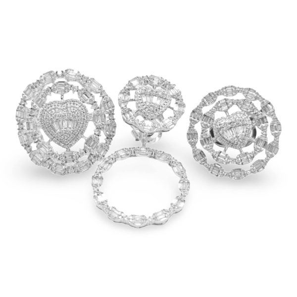 NEW Multi-Wear Double Halo Oval Heart Centered Diamond Jewelry Set 14kt Online Sale