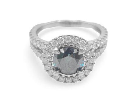 NEW Round Black Halo Paved Diamond Ring 18kt For Cheap