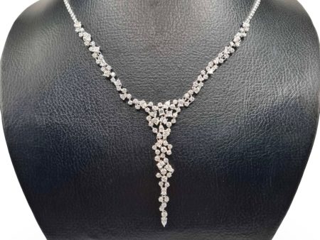 NEW Multi-Cluster Statement Drop Diamond Necklace 14kt For Sale