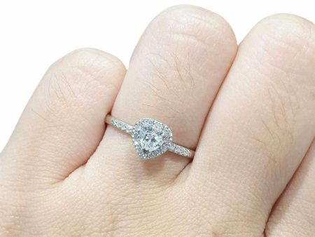 0.38ct F VS2 Heart Halo Paved Diamond Engagement Ring 14kt #0063 Supply