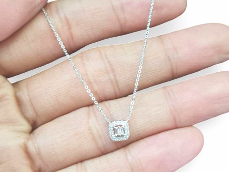 NEW Dainty Square Diamond Necklace 14kt Hot on Sale