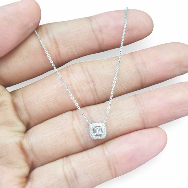 NEW Dainty Square Diamond Necklace 14kt Hot on Sale