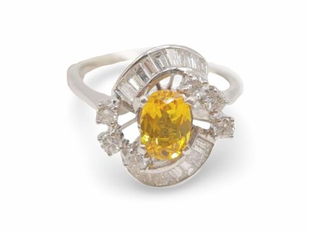 NEW Oval Citrine Gemstone Baguette Diamond Ring 18kt Sale