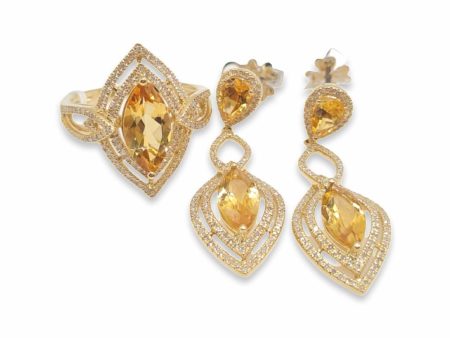 NEW Pear Marquise Nano Gemstones Diamond Jewelry Set Online Hot Sale