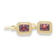 NEW Gold Ruby Gemstone Baguette Diamond Earrings 18kt Discount