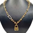 NEW Golden Hardware Chain Lock Pendant Diamond Necklace 18kt Fashion