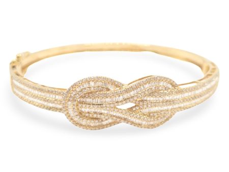 NEW Golden Half Infinity Chain Knot Diamond Bangle 14kt on Sale