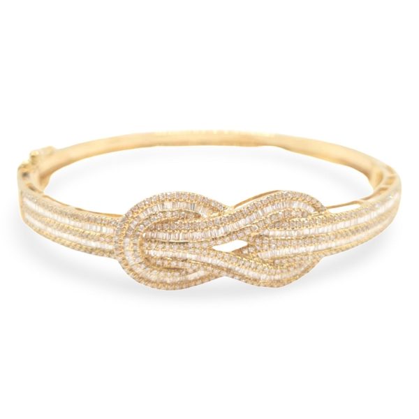 NEW Golden Half Infinity Chain Knot Diamond Bangle 14kt on Sale