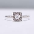 0.74cts F VVS Asscher Halo Paved Diamond Engagement Ring 14kt #0080 Cheap