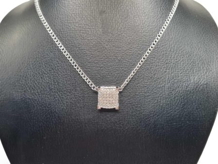 NEW Cushion Paved Link Diamond Necklace 14kt Fashion