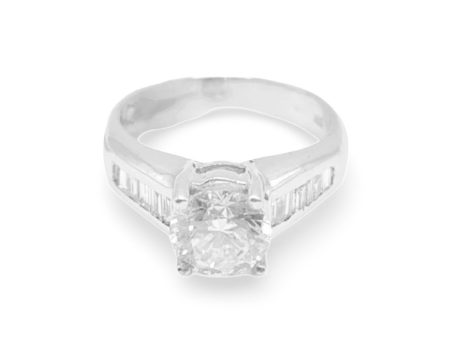 NEW Round Solitaire with Baguette Diamond Engagement Ring 14kt Sale