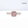 LVNA | 0.33cts Rare Pink Colored Cushion Halo Paved Diamond Engagement Ring 14kt Hot on Sale