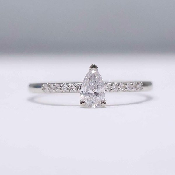 0.58cts G VVS Pear Paved Diamond Engagement Ring 14kt #0067 Supply