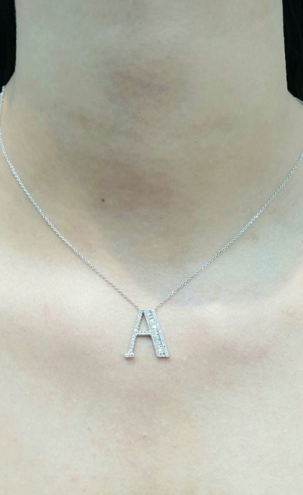 Alphabet Letter A Diamond Necklace 14kt on Sale