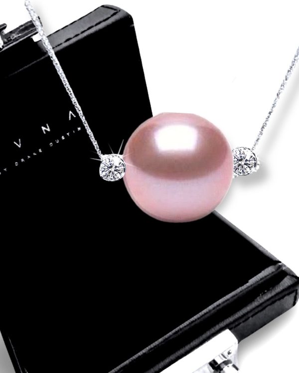 #LVNAPP | 5MM HOPE Pearl Twin Pointers Diamond Necklace 18kt Discount