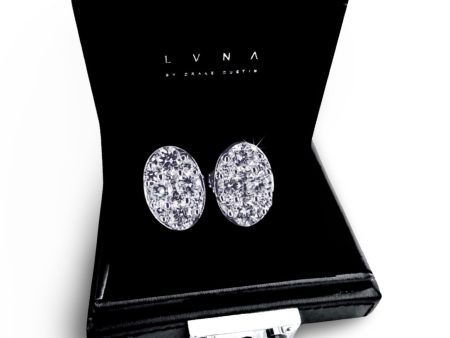 Classic Invisible Setting Oval Diamond Earrings 14kt Sale