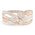 NEW Two-tone Crossover Multi-Shape Diamond Bangle 14kt For Sale