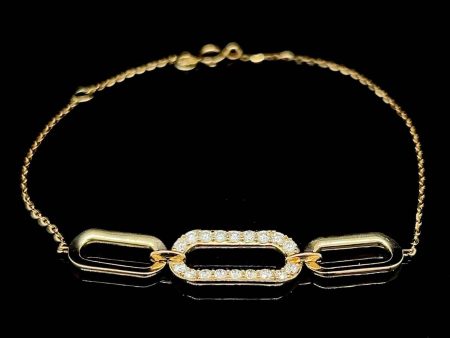 Golden Paper Clip Diamond Bracelet 14kt For Cheap