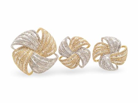 NEW Two-tone Spiral Diamond Jewelry Set 14kt For Discount