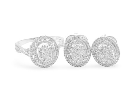 NEW Oval Halo Diamond Jewelry Set 14kt For Cheap