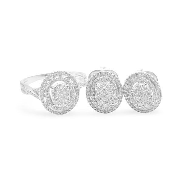 NEW Oval Halo Diamond Jewelry Set 14kt For Cheap