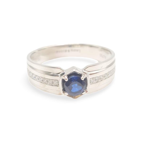 NEW  UNISEX  Half Eternity Diamond & Blue Sapphire Gemstone Ring 18kt on Sale