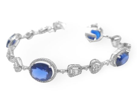 NEW Oval Sapphire Nano Gemstone Multi-Shape Diamond Bracelet 14kt Discount