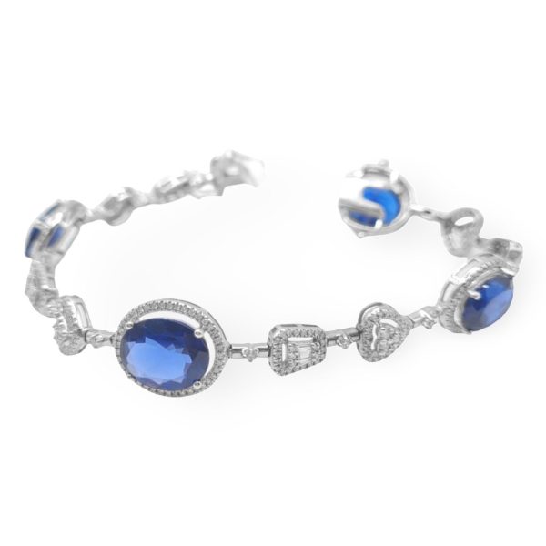 NEW Oval Sapphire Nano Gemstone Multi-Shape Diamond Bracelet 14kt Discount