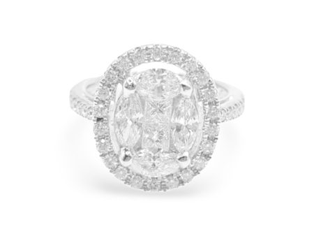 New Invisible Princess Marquise Cut Halo Diamond Ring 18kt Cheap