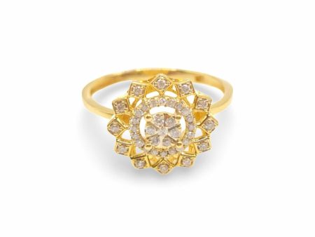 NEW Golden Flower Diamond Ring 18kt For Cheap