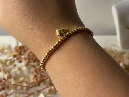 #GOLD2024 | Golden Heart Beaded Bracelet 6.5”-7.5” 18kt For Sale